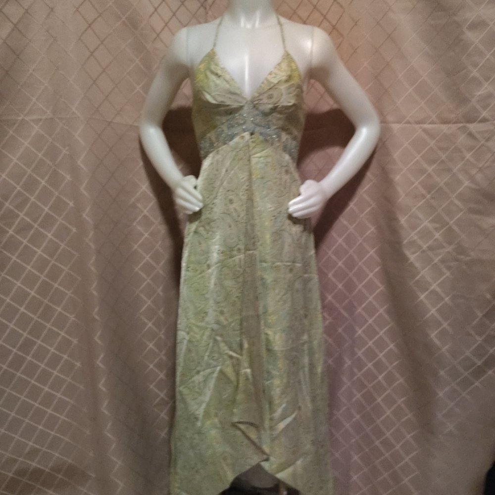Elegant Green Paisley Dress